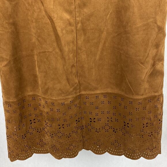 Taylor & Sage Brown Shift Dress Faux Suede Cutouts Large - Picture 7 of 13